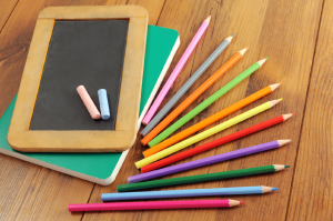 Inhalt der Schultüte: Hefte und Stifte