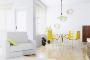 Helle Wohnung mit Farbakzenten