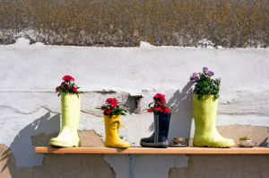 Gummistiefel als Vase